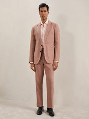 Single-Breasted Linen Suit Blazer Slim Fit Rose Pink | Mens