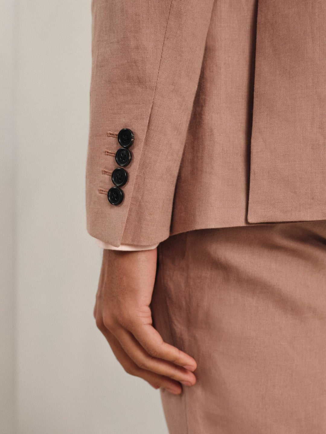 Single-Breasted Linen Suit Blazer Slim Fit Rose Pink | Mens