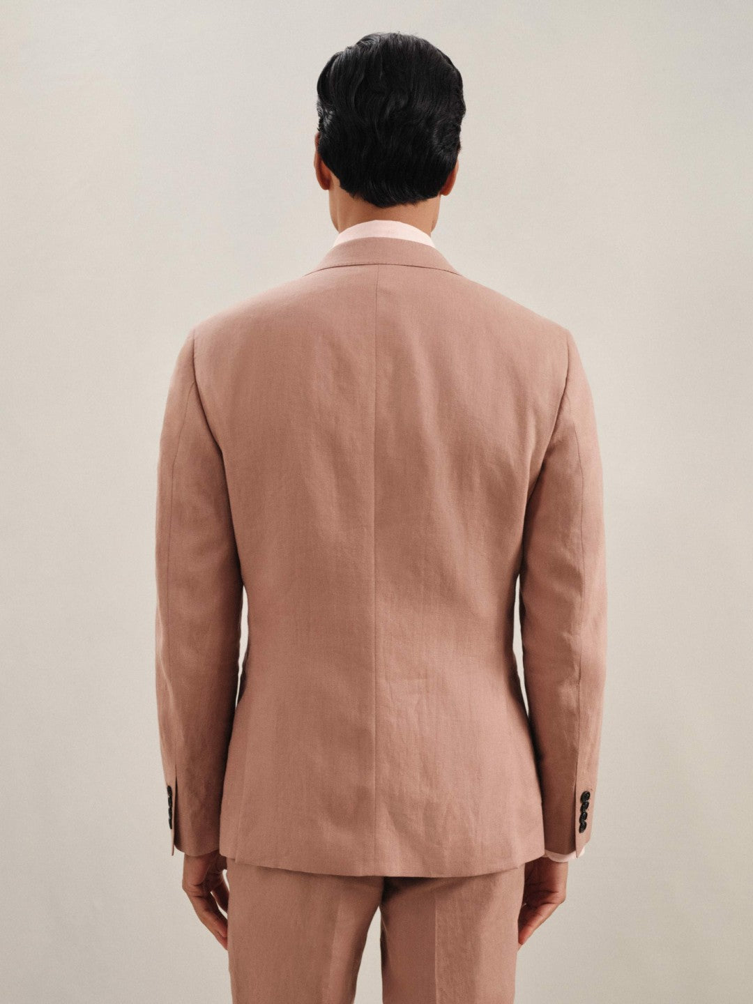 Single-Breasted Linen Suit Blazer Slim Fit Rose Pink | Mens