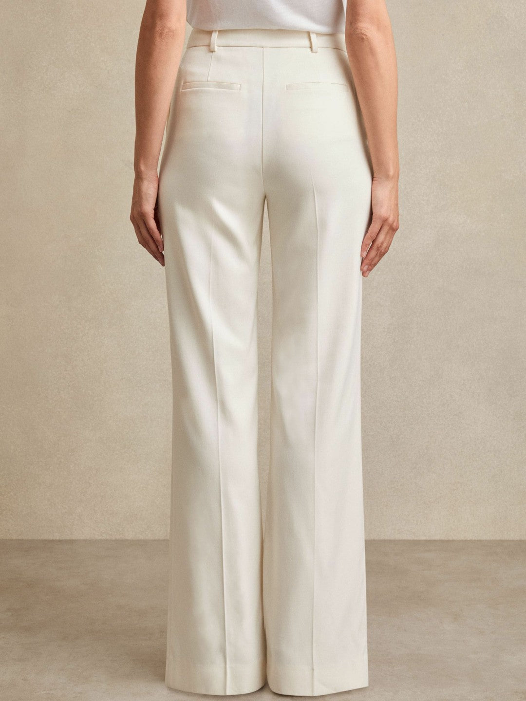 Petite Wide Leg Tailored Trousers Cream | Womens