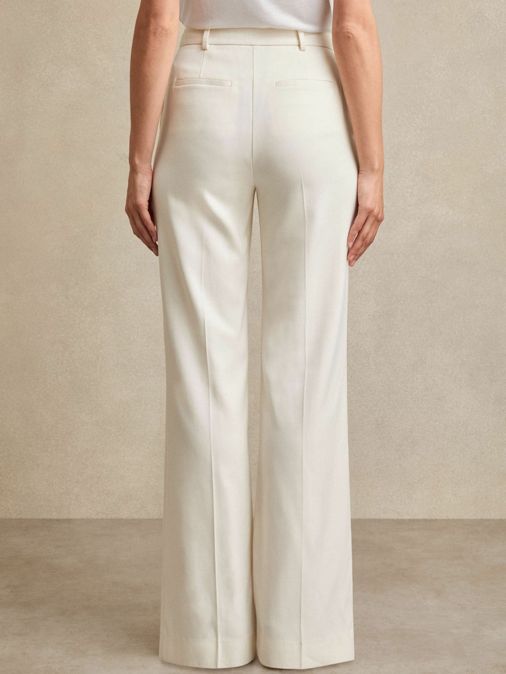 Petite Wide Leg Tailored Trousers Cream | Womens