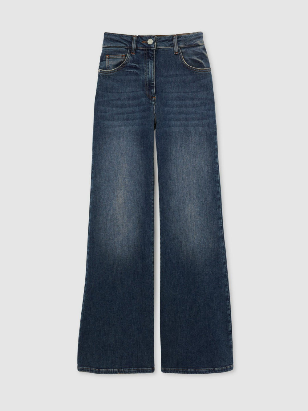 Petite Mid-Rise Flared Jeans Mid Blue | Womens