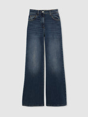 Petite Mid-Rise Flared Jeans Mid Blue | Womens
