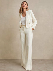 Wide Leg Tailored Trousers Cream | Womens