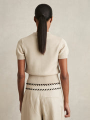 Cotton And Wool Crew-Neck Top Neutral | Womens