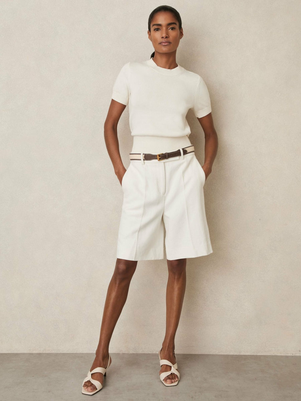 Cotton And Wool Crew-Neck Top Ivory | Womens