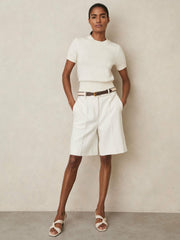 Cotton And Wool Crew-Neck Top Ivory | Womens