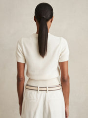 Cotton And Wool Crew-Neck Top Ivory | Womens