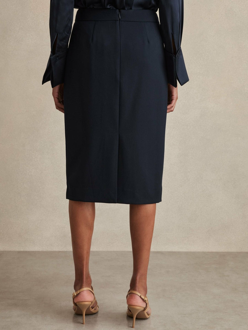 Petite Tailored Midi Suit Skirt Navy | Womens