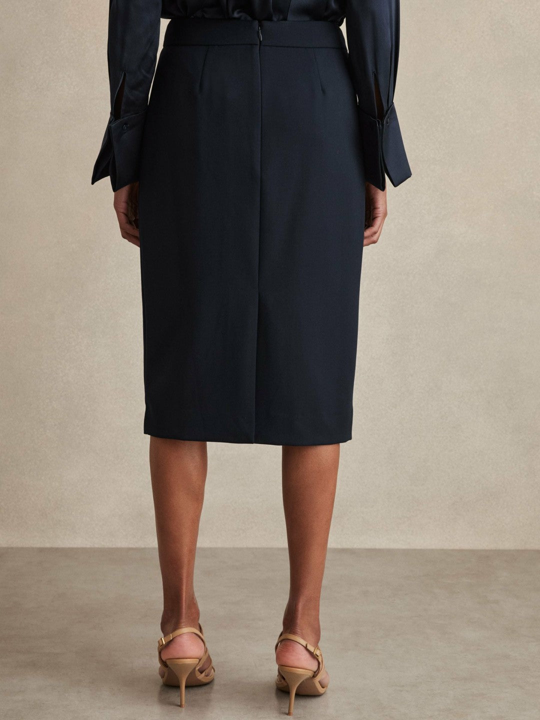 Tailored Midi Suit Skirt Navy | Womens