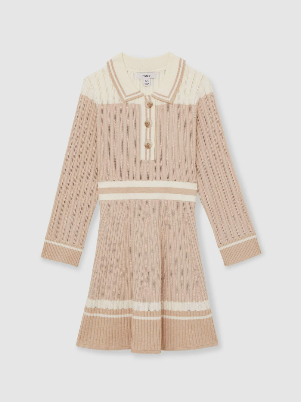 4-9 yrs Rib-Knit Pointelle Flared Dress Pale Pink | Children