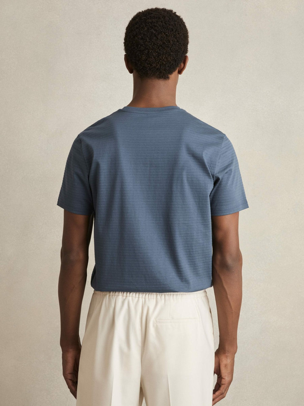 Mercerised-Cotton Ribbed T-Shirt Airforce Blue | Mens
