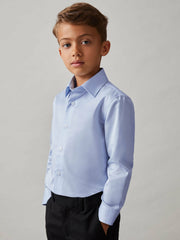 9-13 yrs Slim-Fit Cotton Shirt Soft Blue | Children