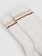 Cotton-Blend Striped Crew Socks White | Womens