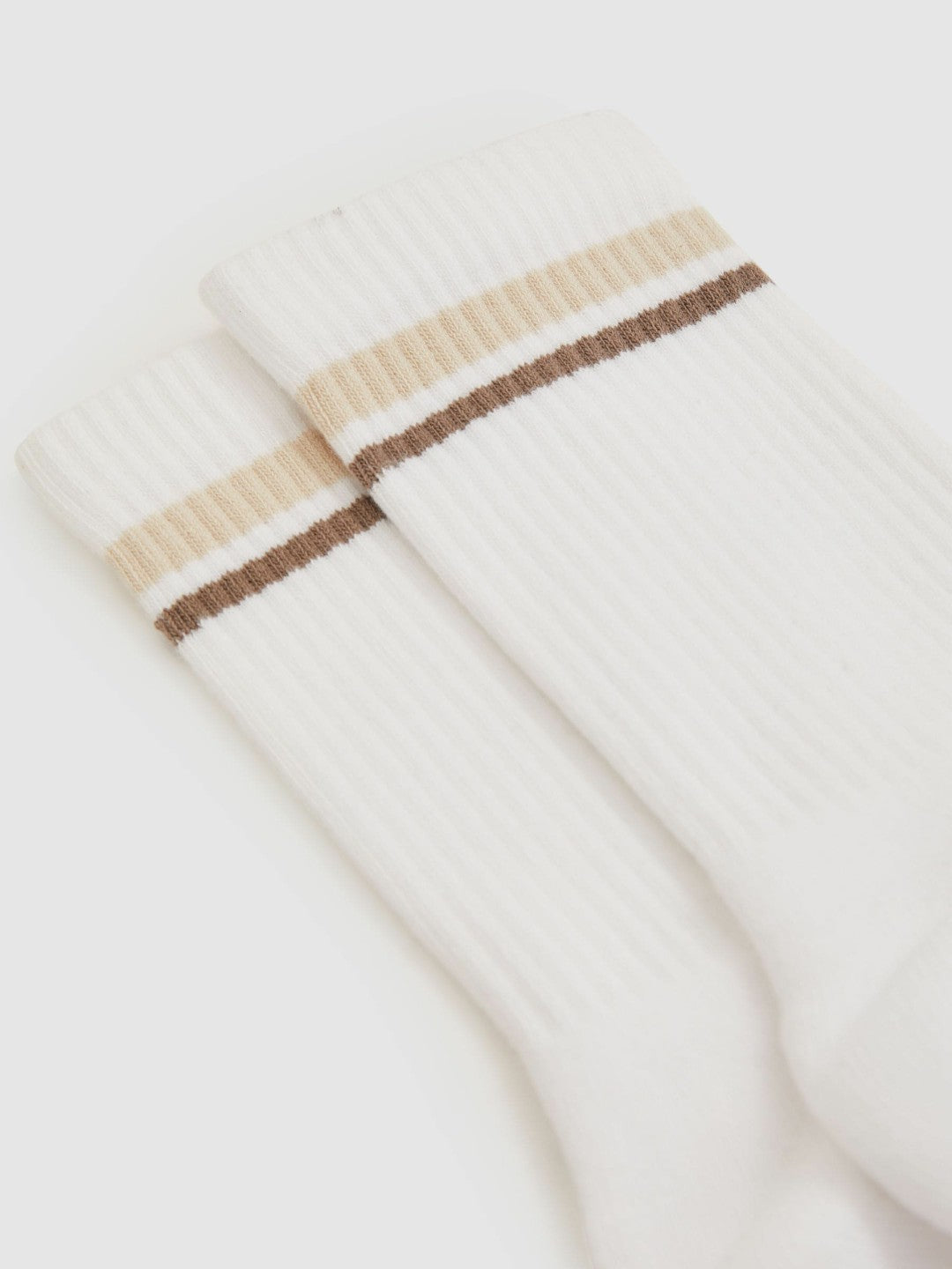 Cotton-Blend Striped Crew Socks White | Womens