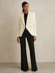 Tailored Fit Textured Double Breasted Blazer White | Womens
