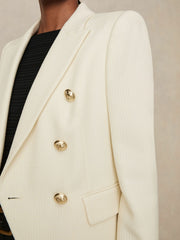 Tailored Fit Textured Double Breasted Blazer White | Womens