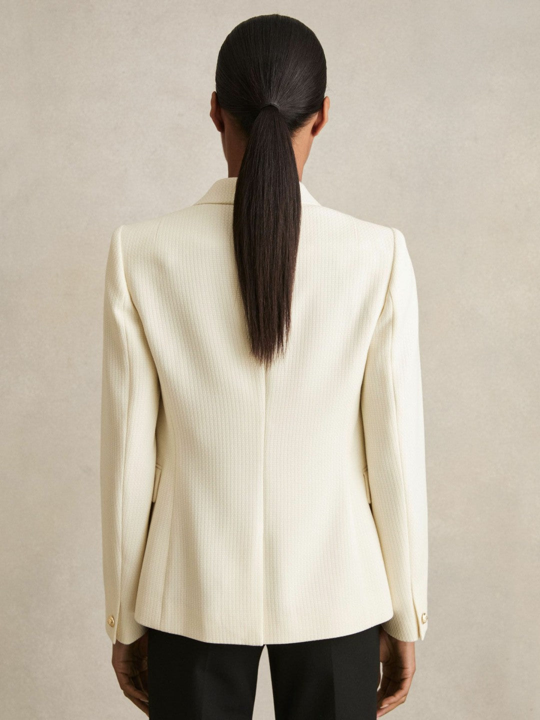 Tailored Fit Textured Double Breasted Blazer White | Womens