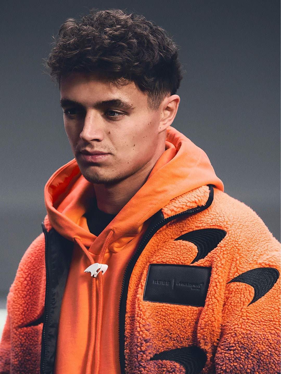 Unisex Fit McLaren F1 Team Ombré Fleece Jacket Papaya Orange/Purple | Mens