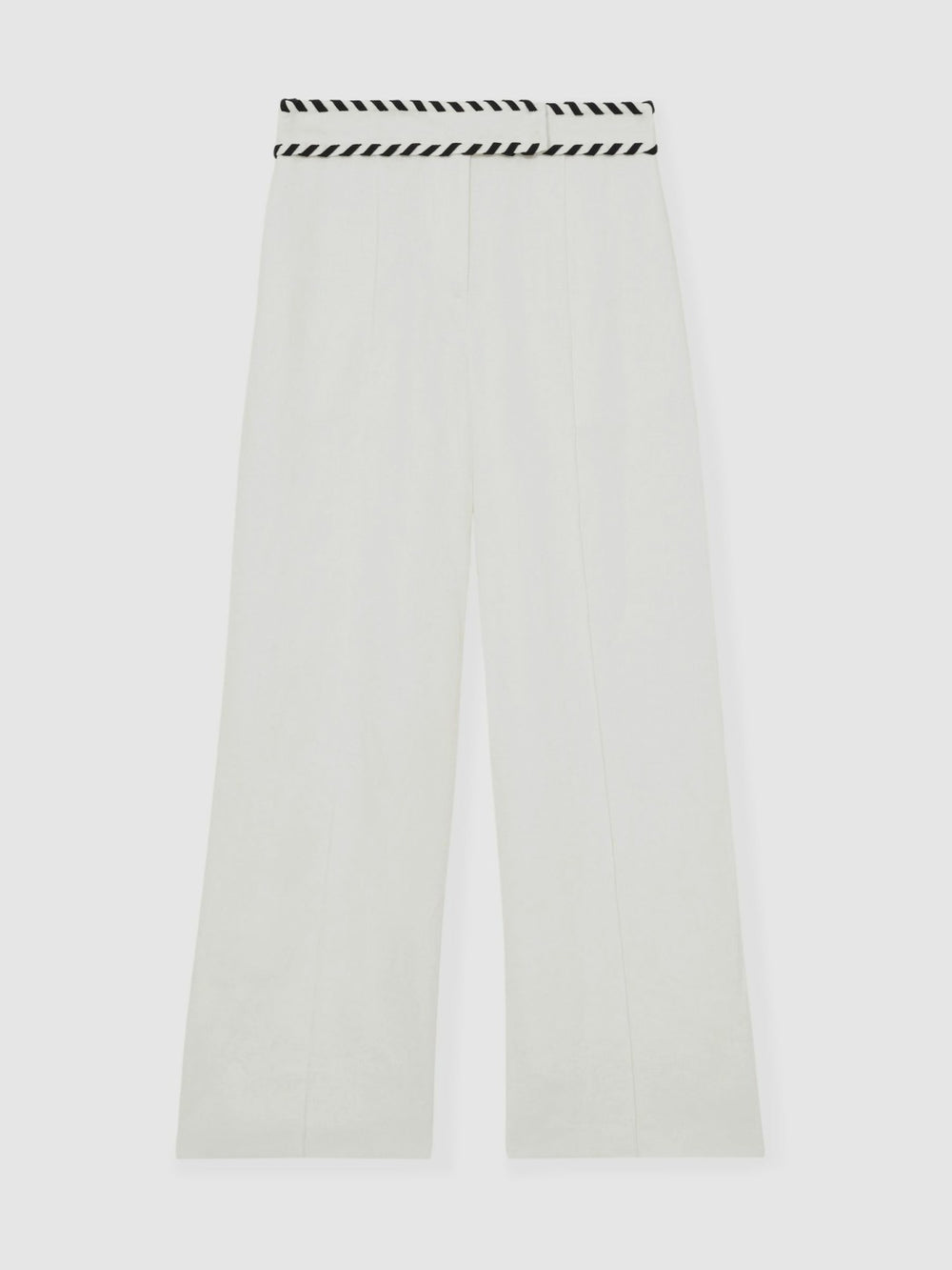 Linen Wide-Leg Whipstitch Trousers White | Womens