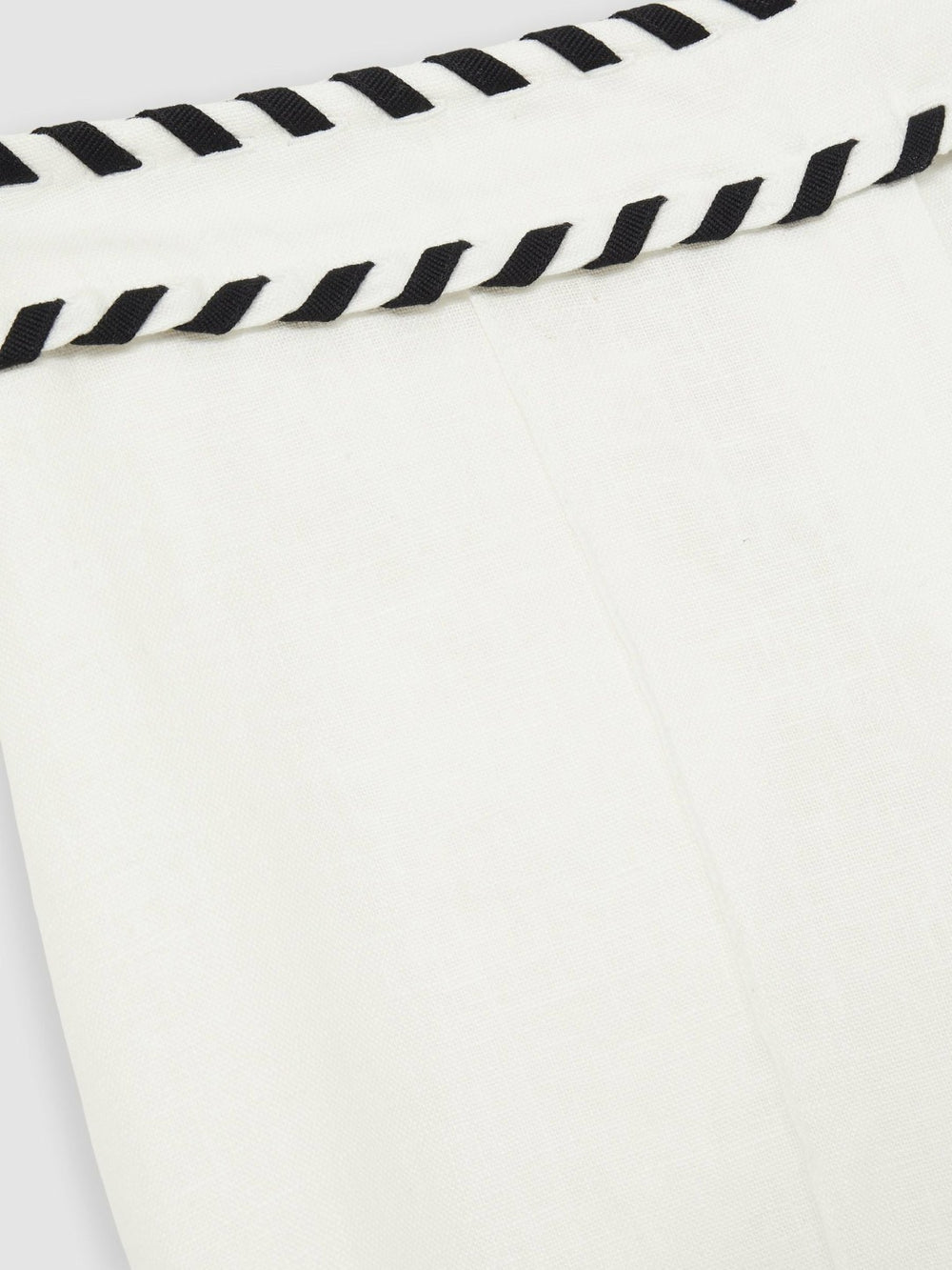 Petite Linen Wide-Leg Whipstitch Trousers White | Womens