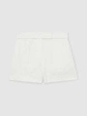Linen Whipstitch Shorts White | Womens
