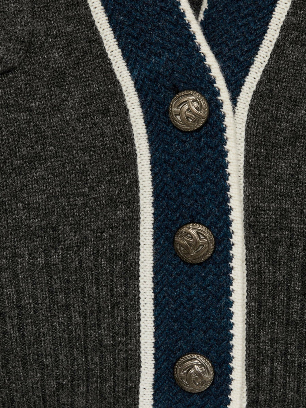 Wool-Cashmere Tipped V-Neck Cardigan Charcoal | Womens