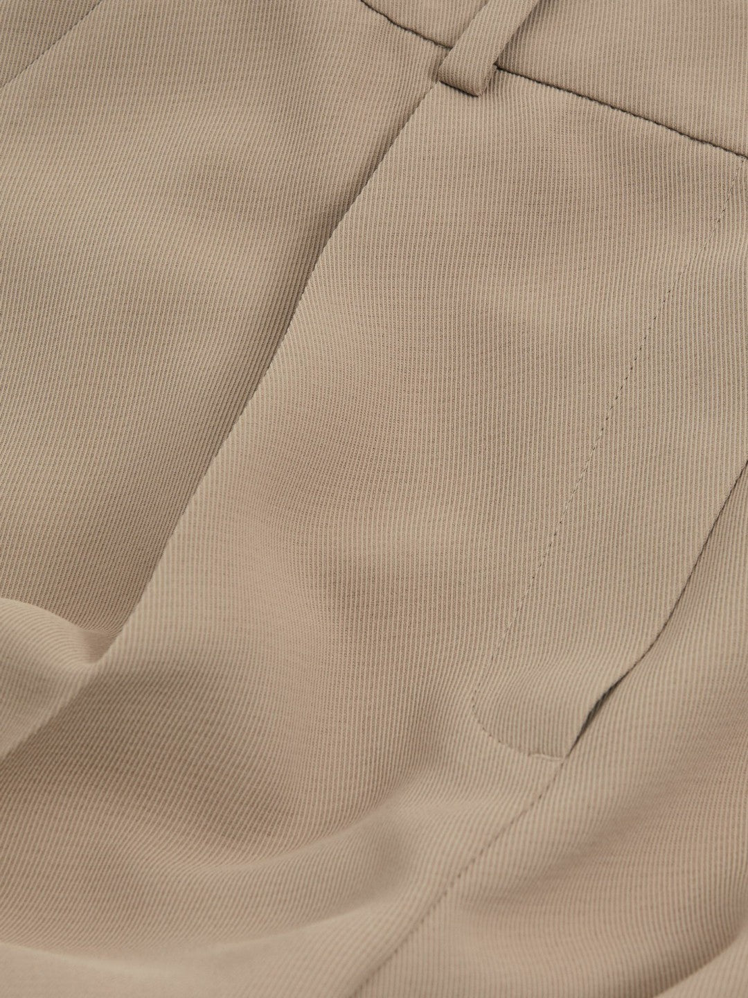 Elasticated-Waist Wide-Leg Twill Trousers Mink Neutral | Womens