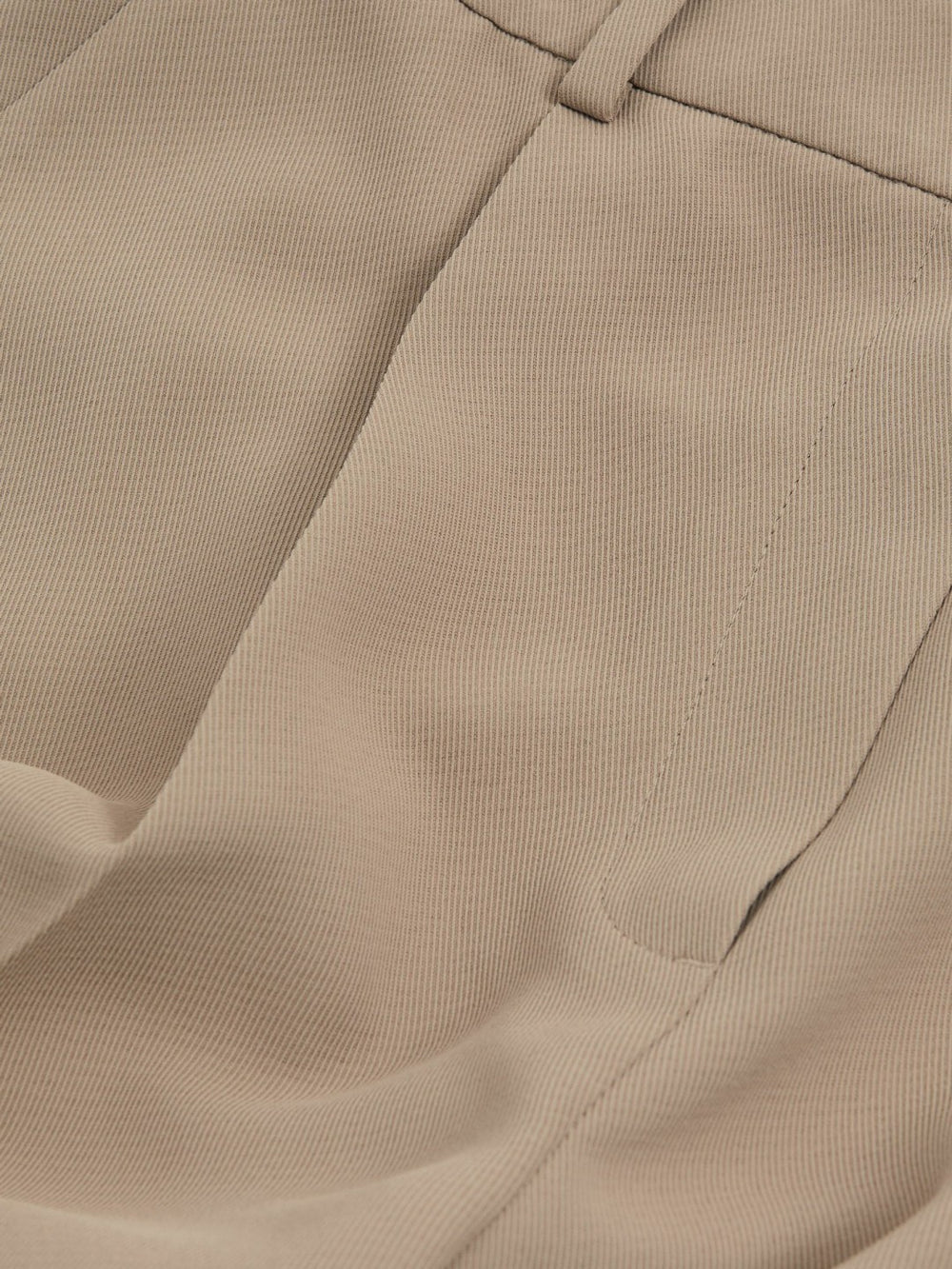 Elasticated-Waist Wide-Leg Twill Trousers Mink Neutral | Womens