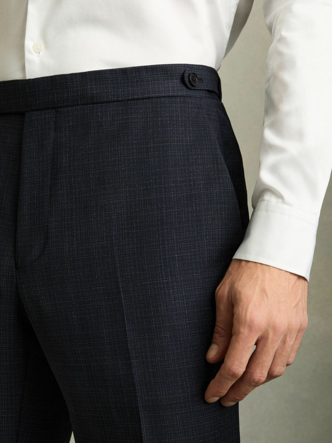 Slim-Fit Wool-Blend Textured Tailored Trousers Navy | Mens