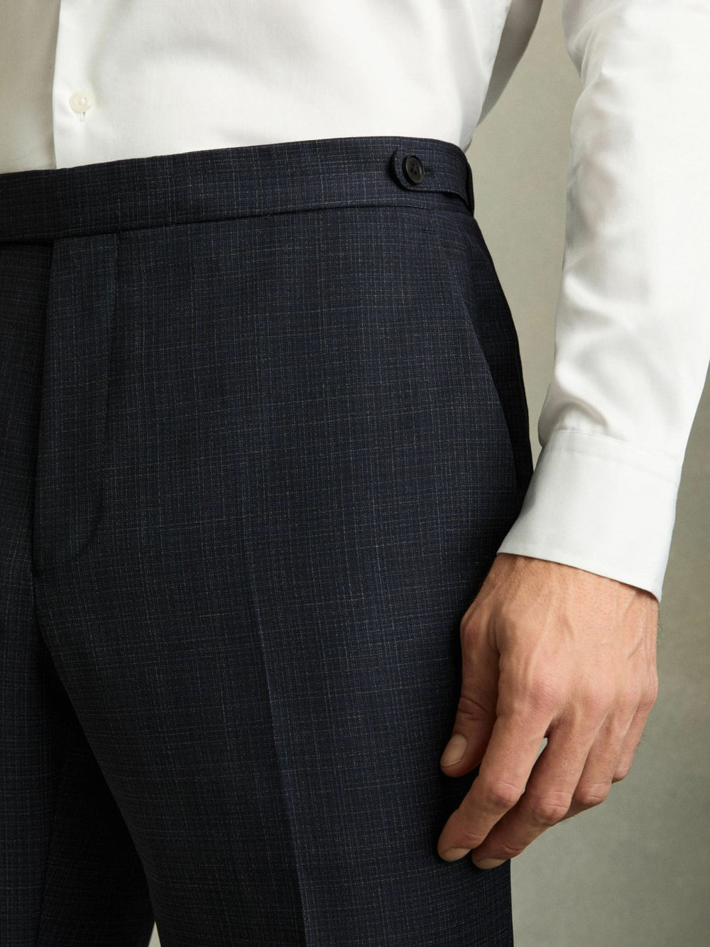 Slim-Fit Wool-Blend Textured Tailored Trousers Navy | Mens