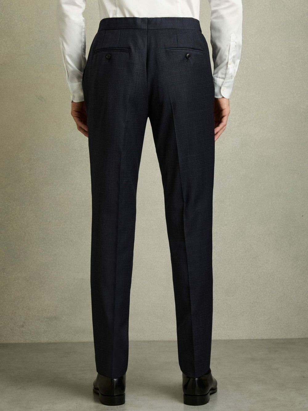 Slim-Fit Wool-Blend Textured Tailored Trousers Navy | Mens