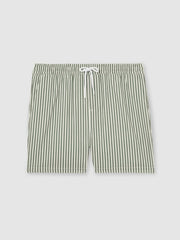 Seersucker Stripe Swim Shorts Sage/White | Mens