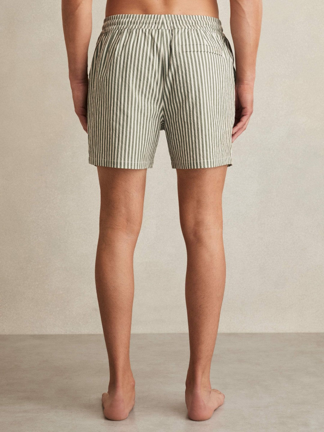 Seersucker Stripe Swim Shorts Sage/White | Mens