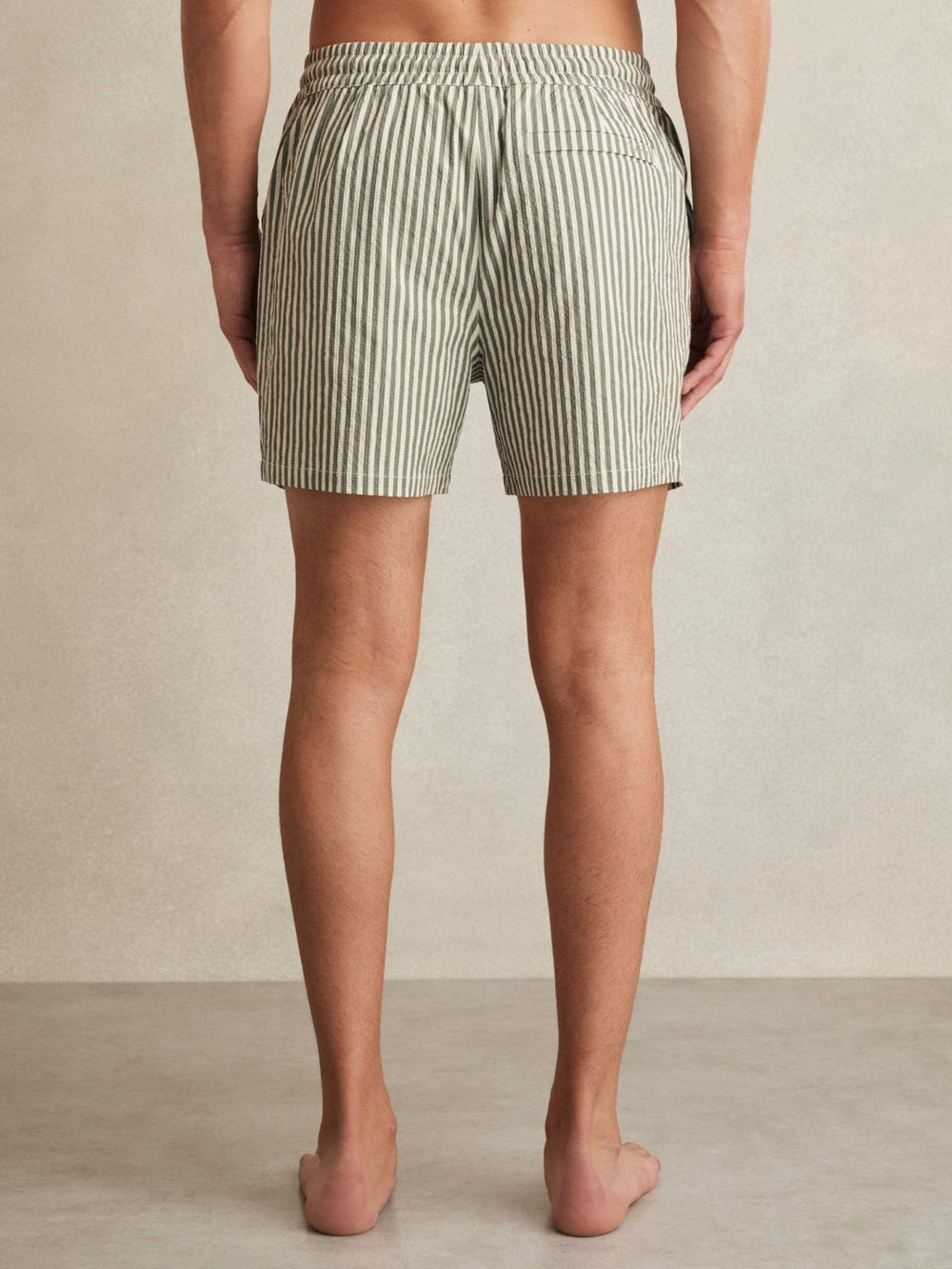 Seersucker Stripe Swim Shorts Sage/White | Mens