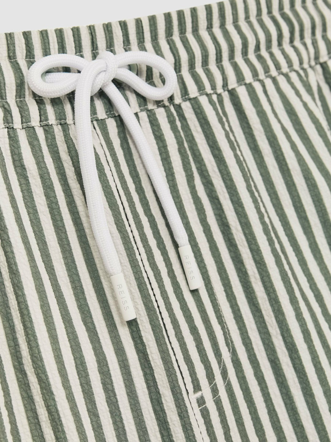 Seersucker Stripe Swim Shorts Sage/White | Mens