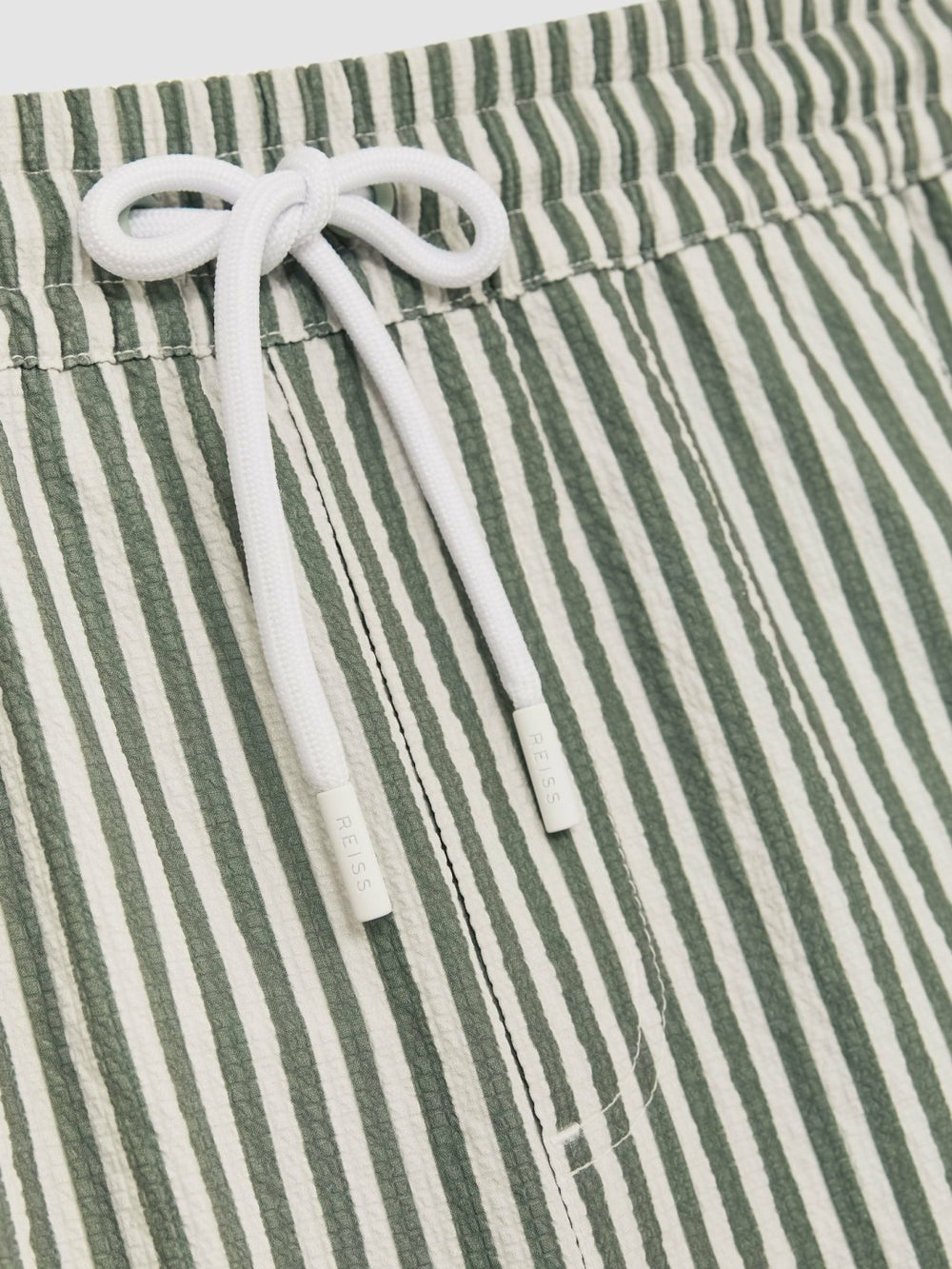 Seersucker Stripe Swim Shorts Sage/White | Mens