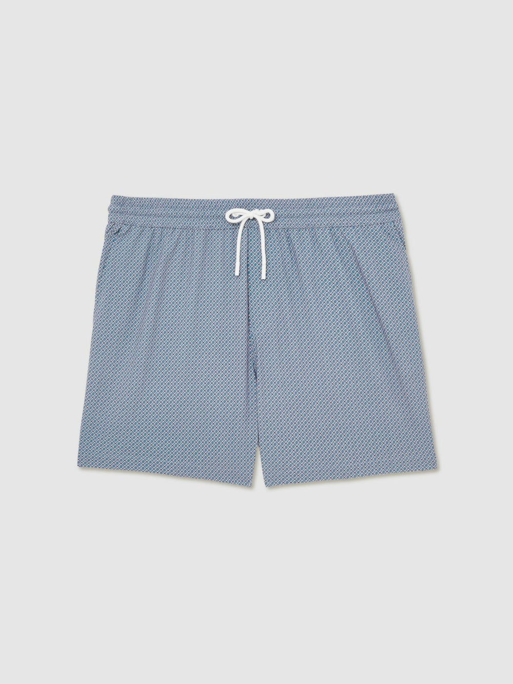 Drawstring Geometric Print Swim Shorts Airforce Blue | Mens