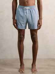 Drawstring Geometric Print Swim Shorts Airforce Blue | Mens
