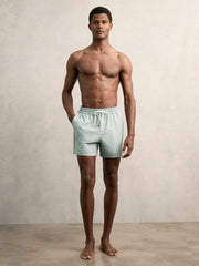 Drawstring Geometric Print Swim Shorts Pistachio Green | Mens