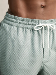 Drawstring Geometric Print Swim Shorts Pistachio Green | Mens