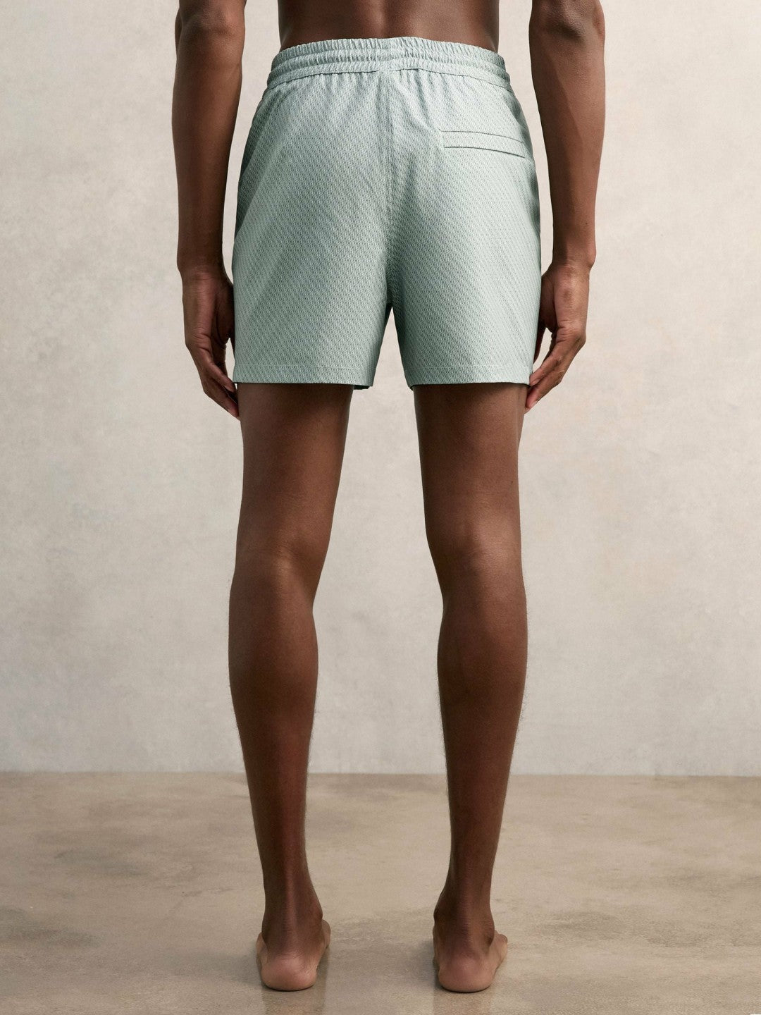 Drawstring Geometric Print Swim Shorts Pistachio Green | Mens