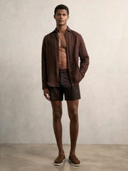 Side-Adjuster Swim Shorts Chocolate Brown | Mens