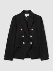 Tailored Fit Textured Double Breasted Blazer Black | Womens