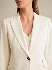 Single-Breasted Peak-Lapel Tailored Blazer Cream | Womens