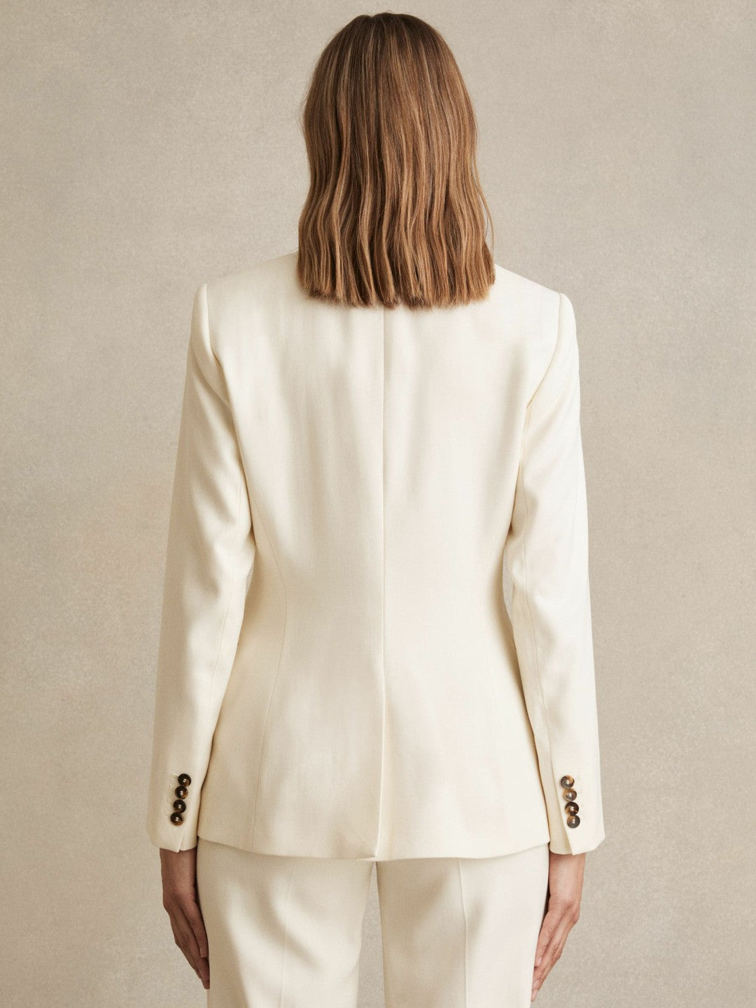 Petite Single-Breasted Peak-Lapel Tailored Blazer Cream | Womens