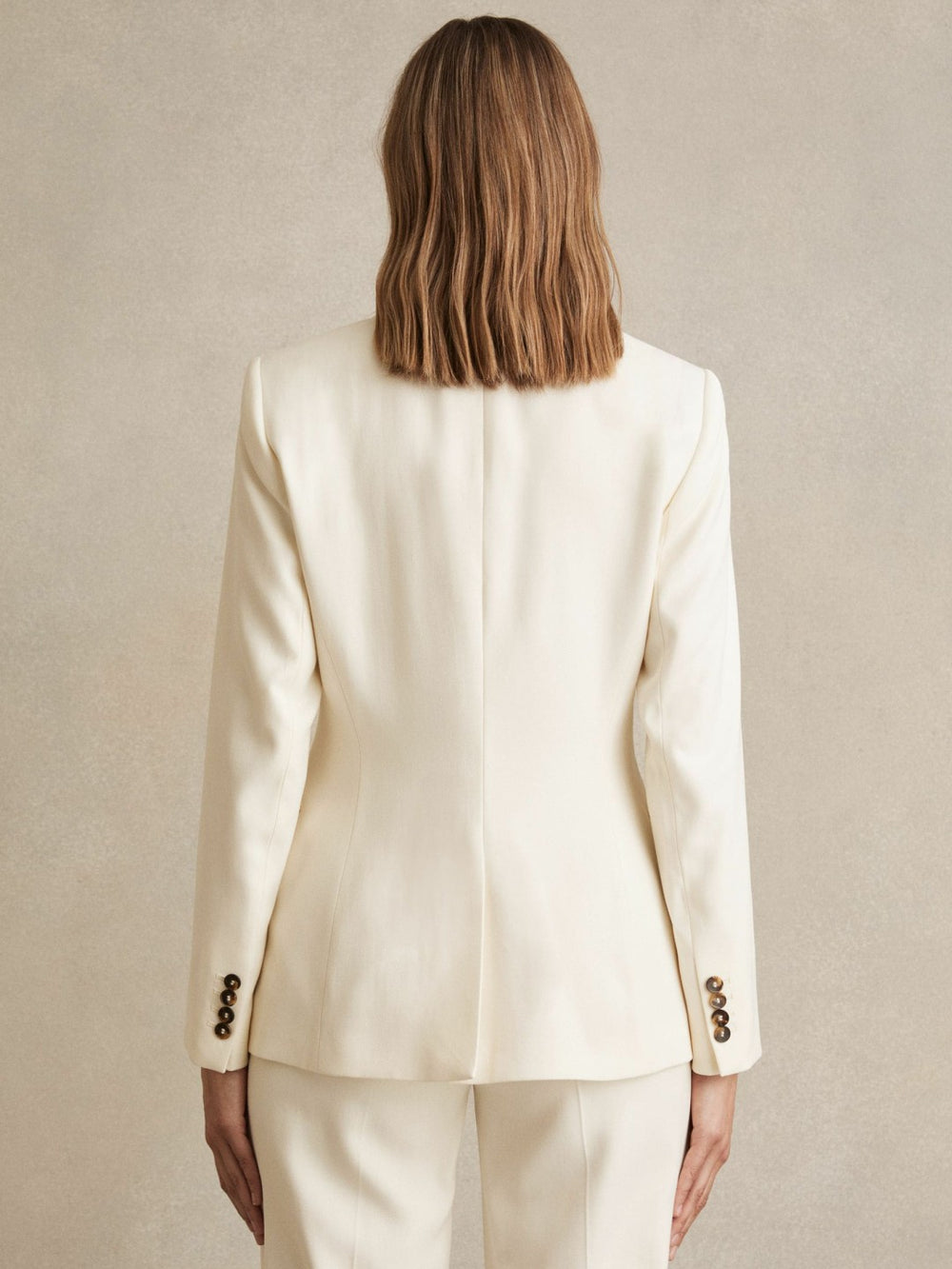 Petite Single-Breasted Peak-Lapel Tailored Blazer Cream | Womens