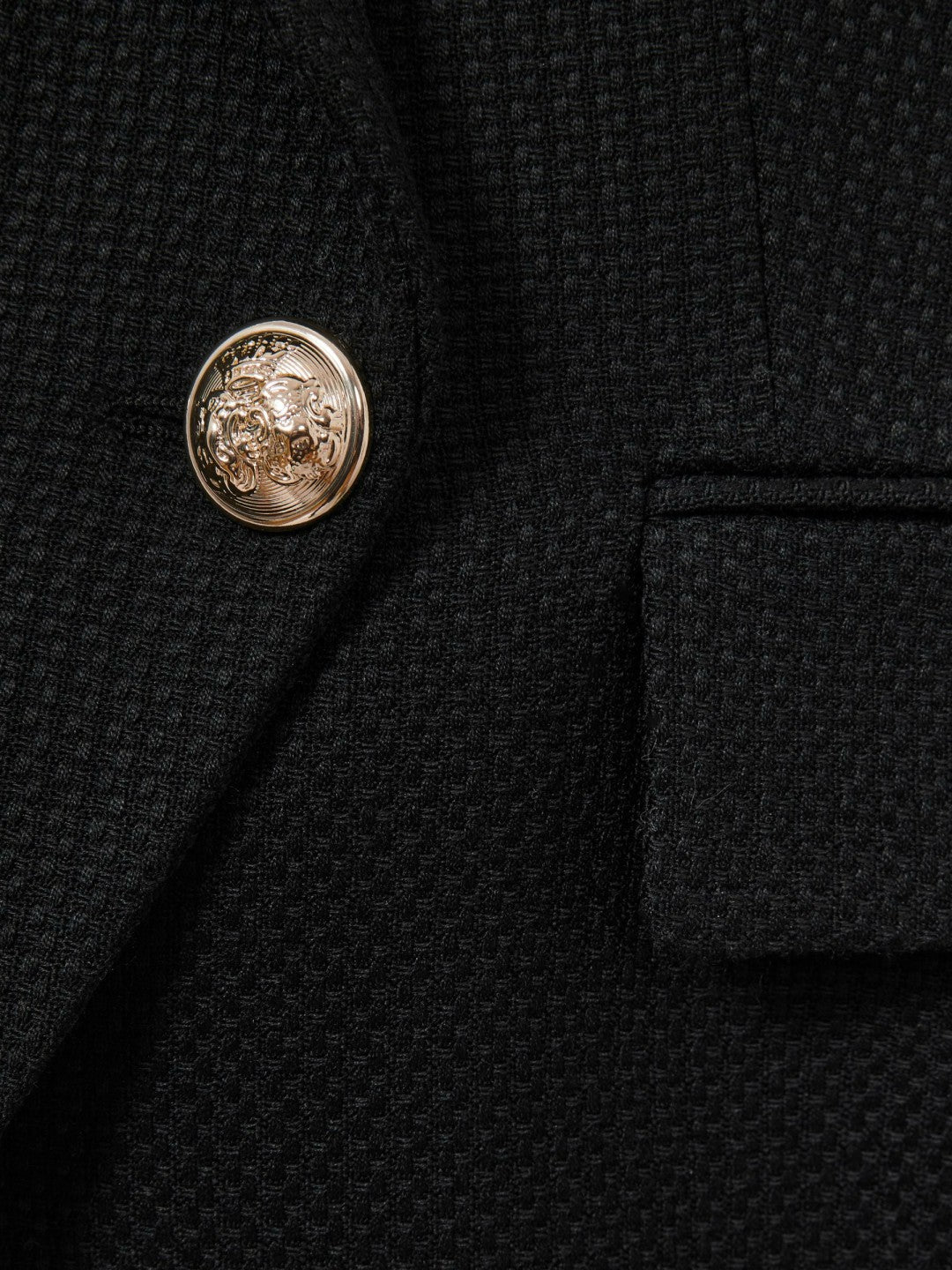 Petite Tailored Fit Textured Double Breasted Blazer Black | Womens