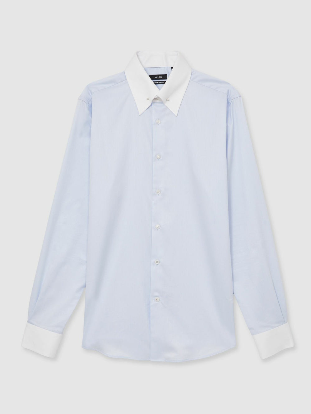 Regular-Fit Cotton Pin-Collar Shirt Contrast S Blue | Mens