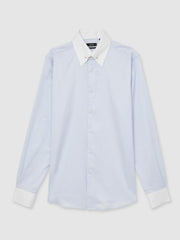 Regular-Fit Cotton Pin-Collar Shirt Contrast S Blue | Mens
